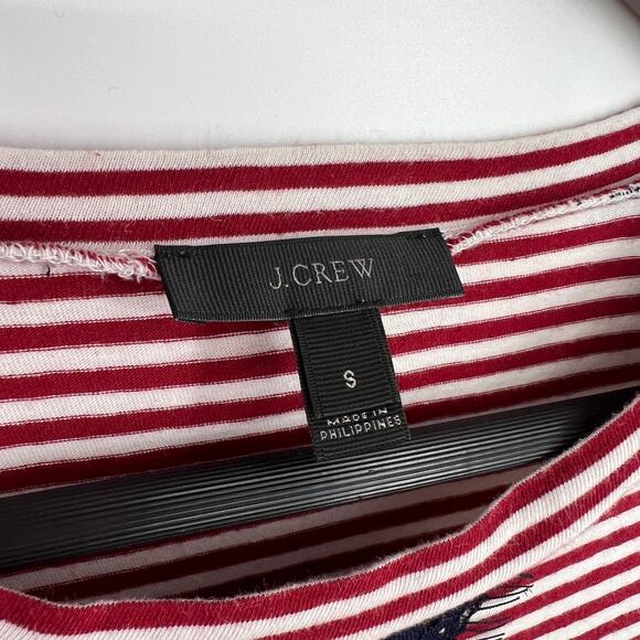 J. Crew Womens Size Small LINEN BLEND Red Nautical Blouse Shirt Top Long Sleeve - Picture 2 of 9